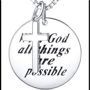 Christian Quote Cross and Pendant Necklace